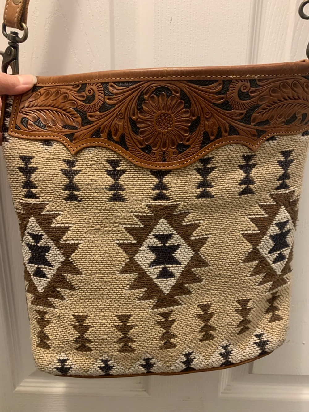 Myra Bag Brown and Cream Interior Zip Organizer